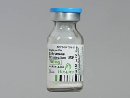 Cephalosporin Ceftriaxone Sodium 500 mg Injection Vial 15 mL , 10/Box , Hospira 00409733801