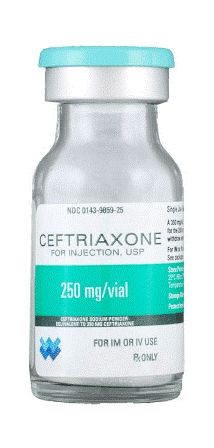 Cephalosporin Ceftriaxone Sodium 250 mg Intramuscular or Intravenous Injection Vial 10 mL , Westward 00143985925