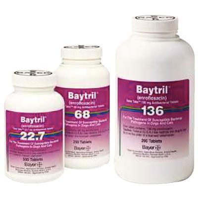 Baytril® Taste Tablets , 68 mg , 50/Bottle , Bayer 00724089003898