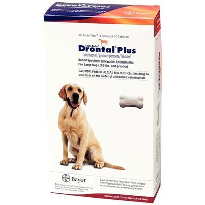 Drontal® Plus Taste Tabs® 30/Bottle , For Large Dogs , Bayer 00724089920782