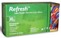 Glove Exam PF Latex XS Green Aurelia Refresh Peppermint Scent 100/Bx, 10 BX/Case