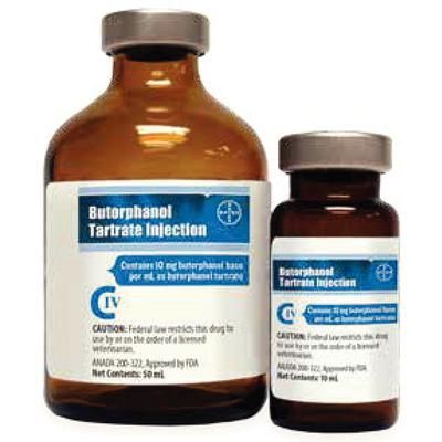 Butorphanol Tartrate Injection C IV 10 mg/ml - 50 ml , For Use in Horses , Bayer 00081799008
