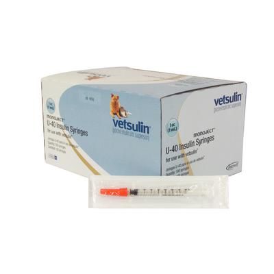 U40 Insulin Syringe (Intervet) 1 cc, 28 ga x 1/2" - 100/Box , Merck 128533