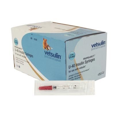 U40 Insulin Syringe (Intervet) .5 cc, 29 ga x 1/2" - 100/Box , Merck 142266