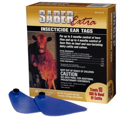 Saber™ Extra Insecticide Ear Tags 20 Tags and Buttons , Merck Intervet 065505