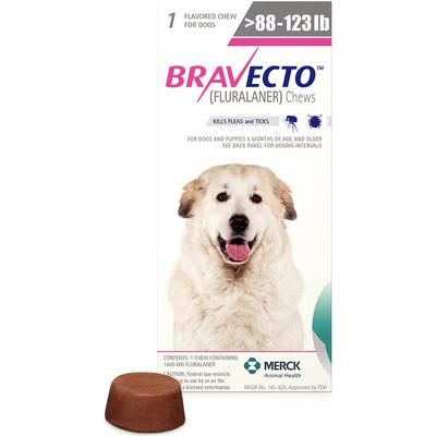 Bravecto™ Chew Tabs 10/Box ,For 88-123 lb – Extra Large Dog , Merck Intervet 147371