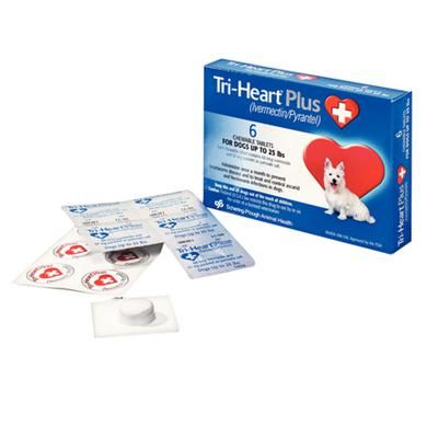 Tri-Heart® Plus Chewable Tablets 6 Doses x 10 Boxes , Up to 25 lb – Blue , Merck Intervet 052716