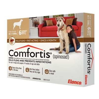 Comfortis Chewable Tablets , 60.1-120lb Dogs , 6 Doses x 10 Boxes , ELANCO ANIMAL HEALTH CA4227Y07AM