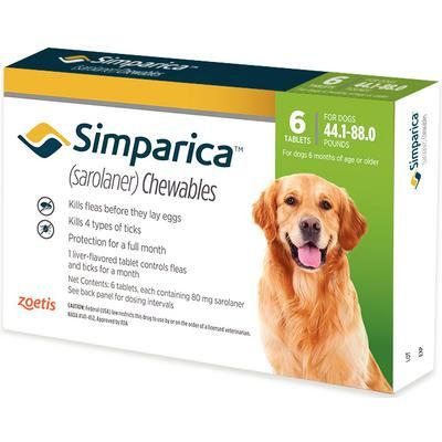 Simparica Chewable Tablets , 44.1-88 lb Dogs , 10 x 6/Pkg , ZOETIS 10012461