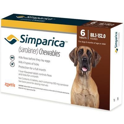 Simparica Chewable Tablets , 88.1-132 lb Dogs , 10 x 3/Pkg , ZOETIS 10012462