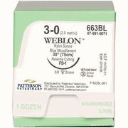 WebLon Nylon Sutures , 663BL, 30" (FS-1) Size 3-0 , 12/Box , PATTERSON 21275256