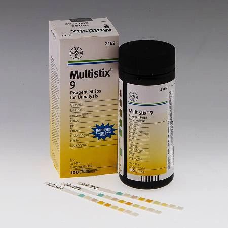 Urine Reagent Strip Multistix 9 100 Test Strips ,24 box/Case , 2162 , Siemens 10329874