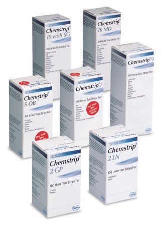 Chemstrip 5 OB Urine Reagent Strip , 100/Vial Glucose, Blood, Protein, Nitrite, Leukocytes , Roche 11893467160