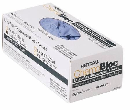 Exam Glove ChemoPlus™ NonSterile Powder Free Nitrile Ambidextrous Textured Fingertips Light Blue Chemo Tested Large,8 mil , 100/Box , 4 Box/Case , Covidien CT5073G