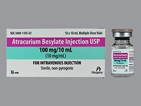 Neuromuscular Blocking Agent Atracurium Besylate 10 mg / mL Intravenous Injection Multiple Dose Vial 10 mL , 10/Box Hospira 00409110502