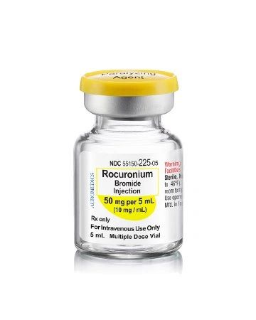 Neuromuscular Blocking Agent Rocuronium Bromide, Preservative Free 10 mg / mL Intravenous Injection Multiple Dose Vial 5 mL , 10/Box Aurobindo 55150022505