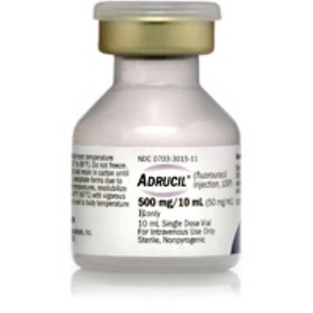 Adrucil Antineoplastic Agent Fluorouracil, Preservative Free 50 mg / mL, 500 mg Injection Single Dose Vial 10 mL , Teva 00703301513