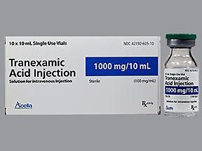 Antifibrinolytic Agent Tranexamic Acid 1,000 mg / 10 mL Intravenous Injection Single Use Vial 10 mL , Each Acella 42192060510