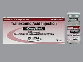 Antifibrinolytic Agent Tranexamic Acid 1,000 mg / 10 mL Intravenous Injection Vial 10 mL , 10/Pack Xgen 39822100001