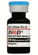 Infed (Iron Dextran) Injection 50mg/mL 2mL/Vl Actavis 52544093102