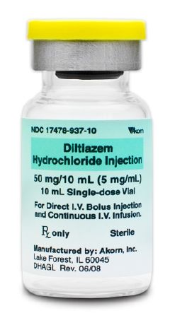 Calcium-Channel Blocking Agent Diltiazem HCl 5 mg / mL Intravenous Injection Single Dose Vial 10 mL , 10/Pack Akron 17478093710