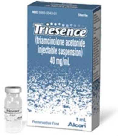 Triesence Corticosteroid Triamcinolone Acetonide, Preservative Free 40 mg / mL Intraocular Injection Single Use Vial 1 mL Alcon 00065054301