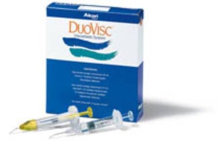 DuoVisc Viscoelastic, Ophthalmic Surgical Aid Sodium Chondroitin Sulfate / Sodium Hyaluronate 0.35 mL - 0.40 mL Intraocular Injection Prefilled Syringe Alcon 08065183135