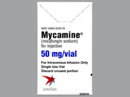 Mycamine Antifungal Micafungin Sodium 50 mg Intravenous Injection Vial 10 mL Astellas 00469325010