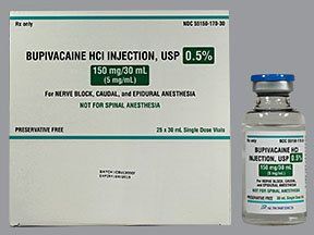 Bupivacaine HCl Local Anesthetic , Preservative Free 0.5%, 5 mg / mL Parenteral Solution Injection Single Dose Vial 30 mL , 25/Pack Auromedics 55150017030