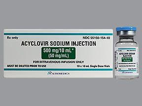 Antiviral Acyclovir Sodium 50 mg / mL Intravenous Injection Single Dose Vial 10 mL , 10/Pack Auromedics 55150015410