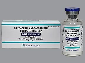 Penicillin Piperacillin Sodium / Tazobactam, Preservative Free 3.375 Gram Intravenous Injection Single Use Vial 30 mL , 10/Pack Auromedics 55150012030