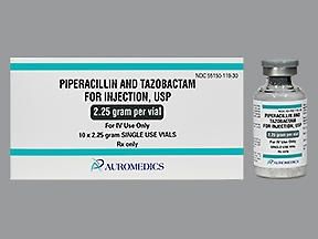 Penicillin Piperacillin Sodium / Tazobactam, Preservative Free 2.25 Gram Intravenous Injection Single Use Vial 30 mL , 10/Pack Auromedics 55150011930