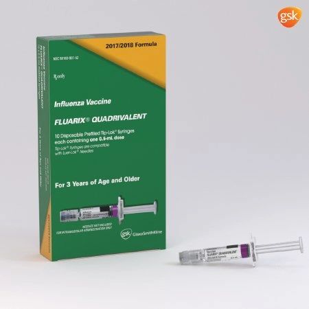 Fluarix Quadrivalent 2017 - 2018 Flu Vaccine 60 mcg / 0.5 mL Indicated For People 3 Years of Age and Above Prefilled Syringe 0.5 mL , 10/Pack Glaxo Smith Kline 58160090752