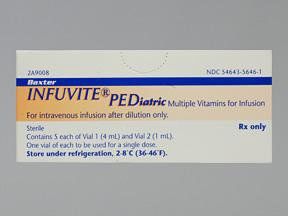 Infuvite Pediatric Multivitamin Kit Multivitamin Infusion Pediatric No. 1 / Vitamin K 400 - 200 / 5 mL Intravenous Injection Single Dose Vial 5 mL, 5/Box Baxter 54643564601