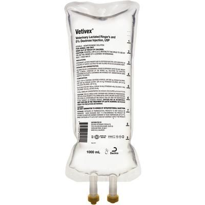 VETIVEX Veterinary Lactated Ringer's + 5% Dextrose Injection, USP, 1000 ml - 12/Case DECHRA VET PRODUCTS 494-01