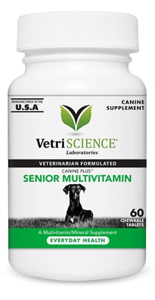 Canine Plus Senior Chew Tabs [Multi-Vitamin/Mineral Supplement] for Dogs , 60/Bottle Vetri-Science 090086F.060