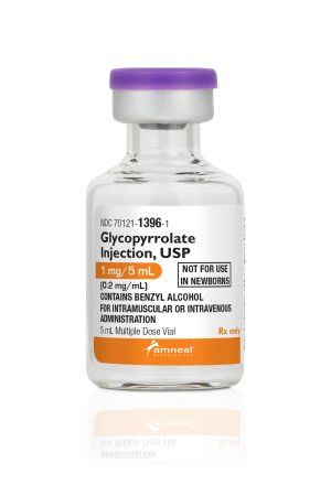 Anticholinergic Glycopyrrolate 0.2 mg / mL Intramuscular or Intravenous Injection Multiple Dose Vial 5 mL , Each , 25/Pack , Amneal Bio 70121139605