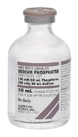 Replacement Preparation Sodium Phosphates / M-Basic-D-Basic, Preservative Free 3 mMol / mL Intravenous Injection Single Dose Vial 50 mL , 25/Pack , American Regent 00517345025