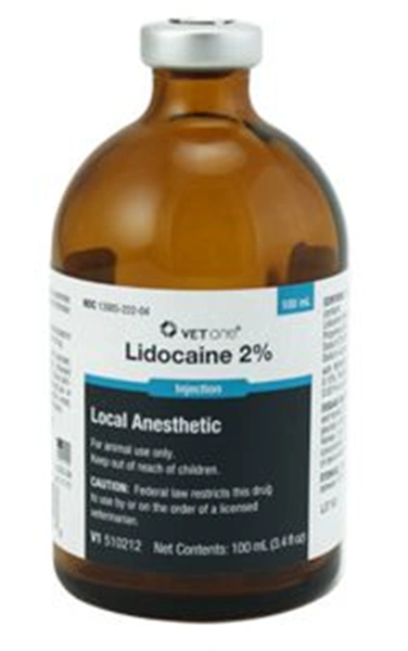 Lidocaine 2% HCl Injection For Animal Use 100 ml Vial , 12/Case , Vetone L-2000-04