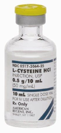 Caloric Agent L-Cysteine HCl, Preservative Free 50 mg / mL Intravenous Injection Single Dose Vial 10 mL , 25/Pack , American Regent 00517206425