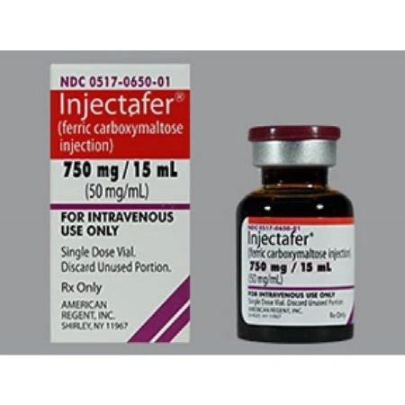 Injectafer Iron Preparation Ferric Carboxymaltose 50 mg / mL Intravenous Injection Single Dose Vial 15 mL , American Regent 00517065001