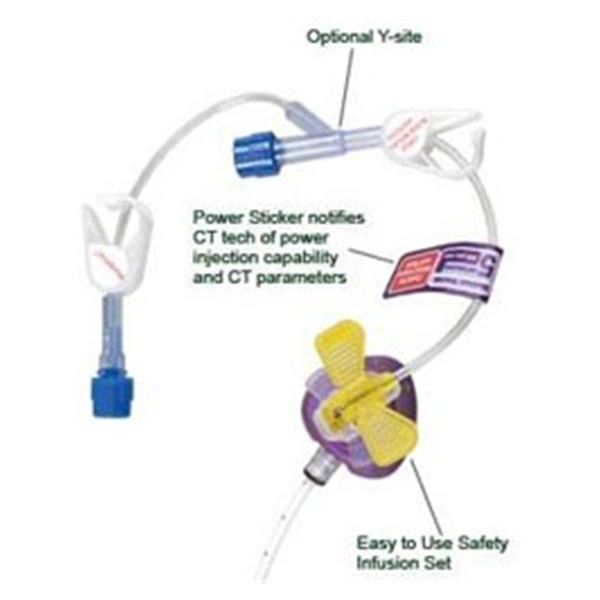 Huber Infusion Set PowerLoc 20 Gauge 1 Inch 8 Inch Tubing Y-Site Injection Port , 20/Case , Bard 0672010