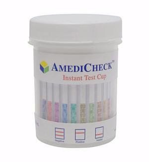 Drugs of Abuse Test AmediCheck 5-Drug Panel with Adulterants AMP, COC, OPI, PCP, THC (OX, pH, SG) Urine Sample CLIA Waived, OTC Approved 25 Tests Alere C-C0501A-3A