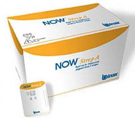 BinaxNOW Immunochromatographic Assay Strep A Test Throat / Tonsil Saliva Sample CLIA Waived 25 Tests , Alere 730025