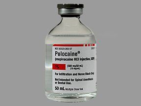 Polocaine Local Anesthetic Mepivacaine HCl 1%, 10 mg / mL Infiltration and Nerve Block Injection Multiple Dose Vial 50 mL , APP 63323028357