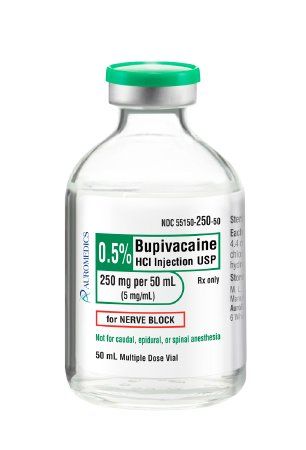 Local Anesthetic Bupivacaine HCl 0.5%, 5 mg / mL Injection Multiple Dose Vial 50 mL, 25/Pack , Auromedics 55150025050-Pack