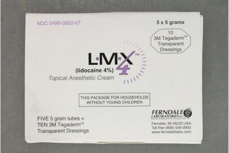 Topical Anesthetic LMX4 Plus 4% Strength Lidocaine Cream 5 Gram , Ferndale 00496088207