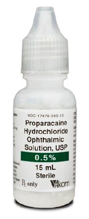 Local Anesthetic Proparacaine HCl 0.5% Ophthalmic Drops Dropper Bottle 15 mL , Akron 17478026312