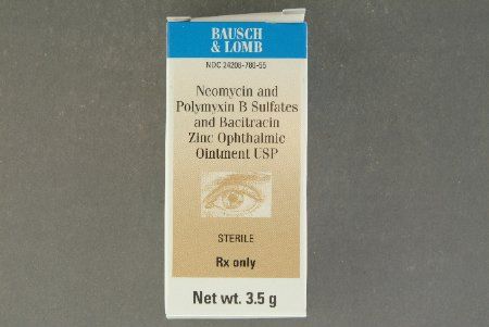 Antibacterial Neomycin Sulfate Polymyxin B Sulfate / Bacitracin Zinc 3.5 mg - 400 mg Ophthalmic Ointment Tube 3.5 Gram , Bausch & Lomb 24208078055