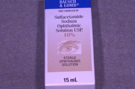 Antibacterial Sulfacetamide Sodium 10% Ophthalmic Drops Bottle 15 mL , Bausch & Lomb 24208067004